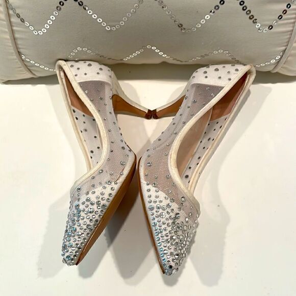 NEW De Blossom Bridal Silver Sparkle Heels Size 5.5 - Picture 6 of 9